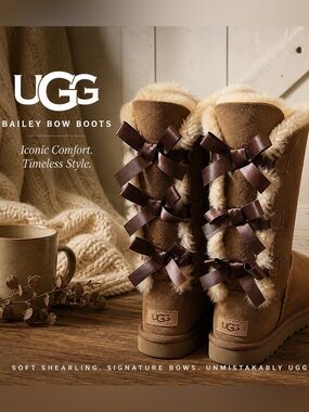 UGG Women's Bailey Bow Tall Il Chestnut Boots Size 7